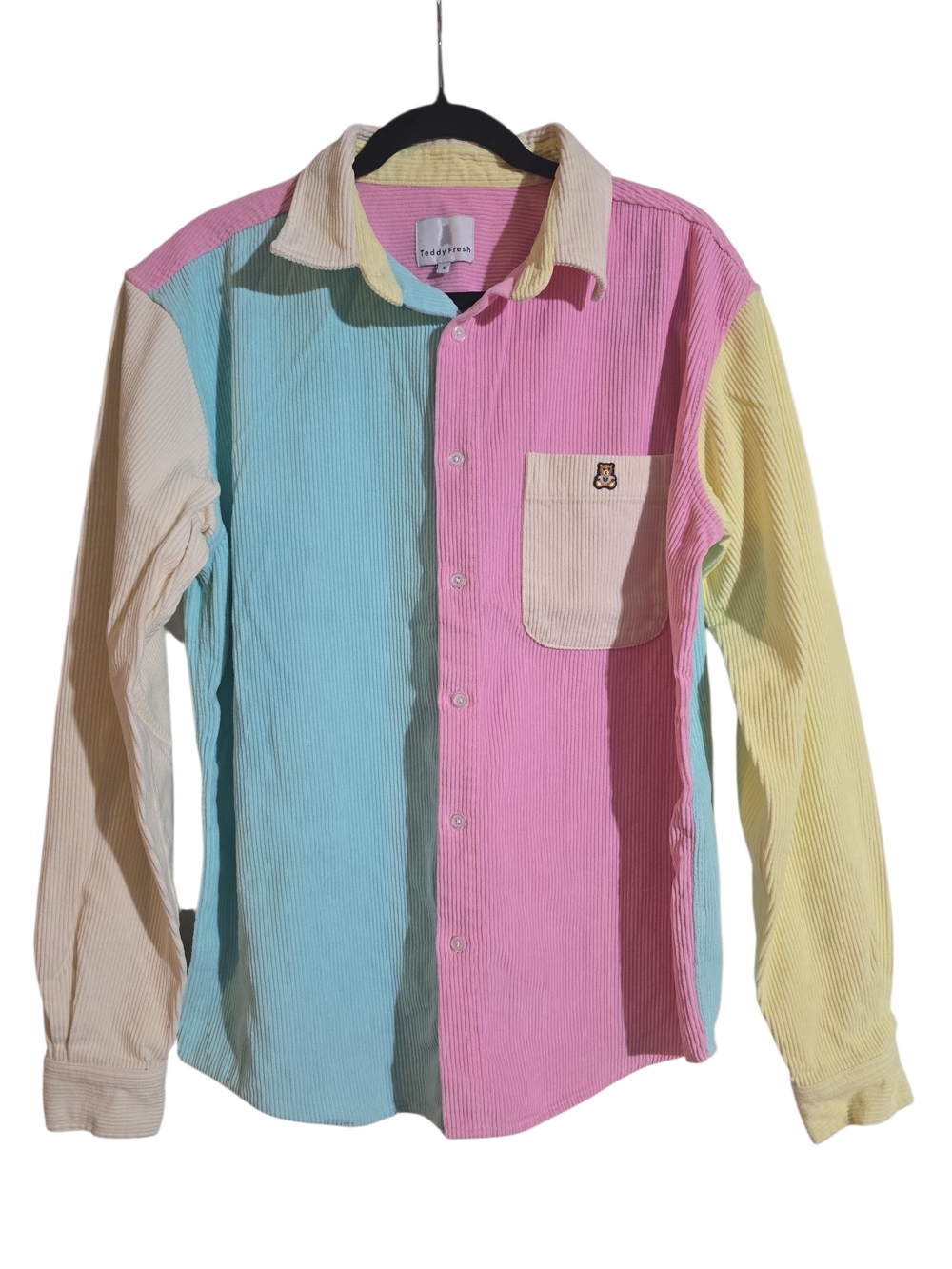 #325. Rare Pastel Color Block Corduroy Button-up Shirt -Teddy Fresh